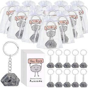 30 Sets Inspirational You Rock Gifts Resin Smile Stone Keychain with You Rock Positive Card Gift Bulk Employee Appreciation Gifts Party Favor Thank You Gifts for Employee Coworker Adult