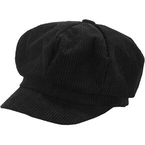Men Women Retro 8 Panels Corduroy-Newsboy-Caps with Brim-Vintage Cap Preppy Fall Winter Cute Hat