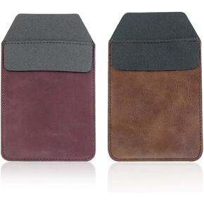 Pocket Protector, 2 Pieces PU Leather Pocket Pen Holder Organizer Pouch for Shirts Lab Coats Pants Pen Sleeve MultiPurpose Pen Pocket Holds Pens Pointers Pencils and Notes Card (Wine Red , Brown)