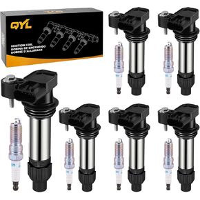 Set of 6 UF569 Ignition Coil Packs and Spark Plugs 6509 OEM Compatible with Chevy Impala Equinox Buick Enclave Cadillac CTS SRX XTS GMC Acadia Terrain 3.0L 3.2L 3.6L V6, C1555
