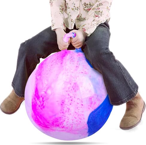 LOVEINUSA Hopper Ball for Kids 3-6, 20 Inch Hippity Balls Color Jumping Hop Balls with Handle Rubber Bouncy Balls, for Indoor Outdoor Games, Birthday Party Favors, School Exercise Toys in Saudi Arabia