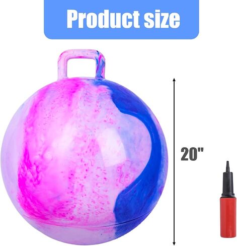LOVEINUSA Hopper Ball for Kids 3-6, 20 Inch Hippity Balls Color Jumping Hop Balls with Handle Rubber Bouncy Balls, for Indoor Outdoor Games, Birthday Party Favors, School Exercise Toys in Saudi Arabia