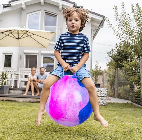LOVEINUSA Hopper Ball for Kids 3-6, 20 Inch Hippity Balls Color Jumping Hop Balls with Handle Rubber Bouncy Balls, for Indoor Outdoor Games, Birthday Party Favors, School Exercise Toys in Saudi Arabia