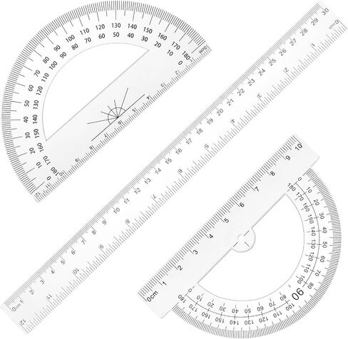 Protractor Ruler Clear Protractor Clear Ruler Geometry Set 12 Inch Ruler and Protractor Set Plastic Ruler Protractor Set for School Classroom Home Office Drawing in Saudi Arabia