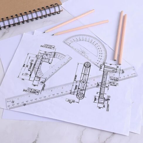 Protractor Ruler Clear Protractor Clear Ruler Geometry Set 12 Inch Ruler and Protractor Set Plastic Ruler Protractor Set for School Classroom Home Office Drawing in Saudi Arabia