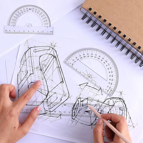 Protractor Ruler Clear Protractor Clear Ruler Geometry Set 12 Inch Ruler and Protractor Set Plastic Ruler Protractor Set for School Classroom Home Office Drawing in Saudi Arabia