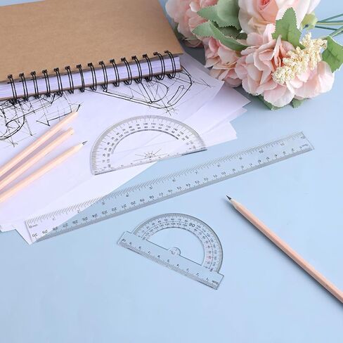 Protractor Ruler Clear Protractor Clear Ruler Geometry Set 12 Inch Ruler and Protractor Set Plastic Ruler Protractor Set for School Classroom Home Office Drawing in Saudi Arabia