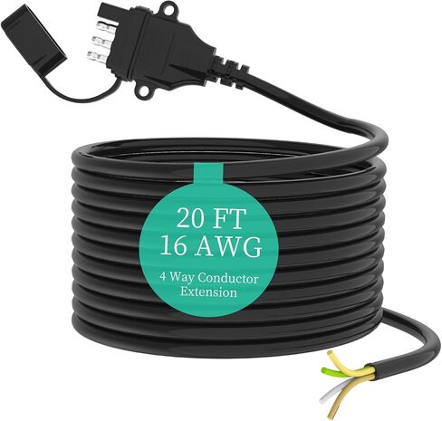 16AWG 1FT مقطورة الأسلاك تسخير 4 دبوس سلك مقطورة مسطحة تسخير النحاس النقي 4 سلك مقطورة سلك مع موصل مقطورة 4 دبوس مغلف، سلك مقطورة 4 أسلاك مرمزة بالألوان مع غطاء غبار in Kuwait