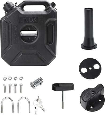 خزان غاز سعة 5 لتر سعة 1.32 جالون يأتي مع فوهة وقوس قابل للقفل لسيارة UTV ATV للدراجات النارية، لون أسود in Kuwait