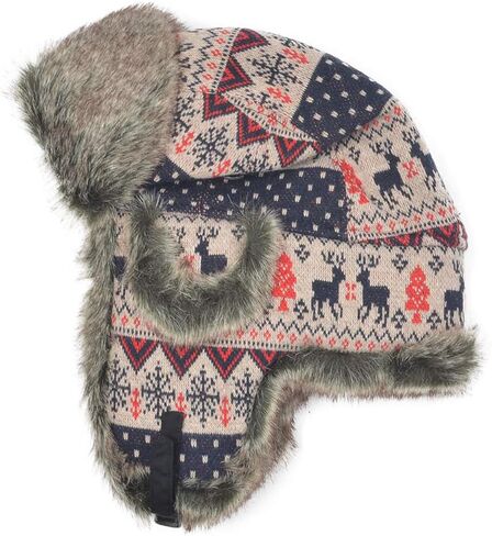 Russian Ushanka Cossack Trooper Trapper Aviator Hat Fur Lined Earflap Winter Cap with Chin Strap in Saudi Arabia