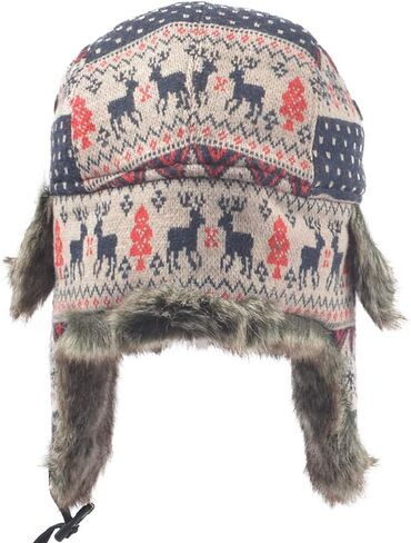 Russian Ushanka Cossack Trooper Trapper Aviator Hat Fur Lined Earflap Winter Cap with Chin Strap in Saudi Arabia