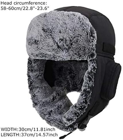 Men Winter Bomber Wool Ear Flap Russian Hat Women Warm Fleece Waterproof Trapper Ushanka Cap Outdoor Ski Hunting Teen in Saudi Arabia