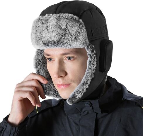Men Winter Bomber Wool Ear Flap Russian Hat Women Warm Fleece Waterproof Trapper Ushanka Cap Outdoor Ski Hunting Teen in Saudi Arabia