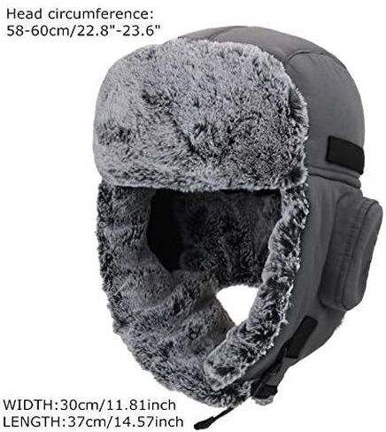 Men Winter Bomber Wool Ear Flap Russian Hat Women Warm Fleece Waterproof Trapper Ushanka Cap Outdoor Ski Hunting Teen in Saudi Arabia