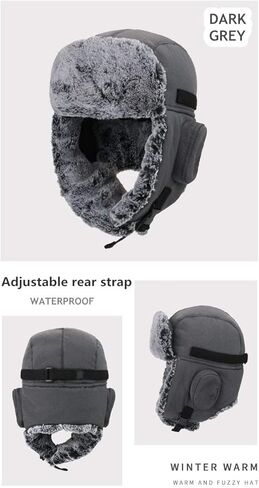 Men Winter Bomber Wool Ear Flap Russian Hat Women Warm Fleece Waterproof Trapper Ushanka Cap Outdoor Ski Hunting Teen in Saudi Arabia