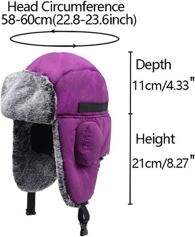 Men Winter Bomber Wool Ear Flap Russian Hat Women Warm Fleece Waterproof Trapper Ushanka Cap Outdoor Ski Hunting Teen in Saudi Arabia