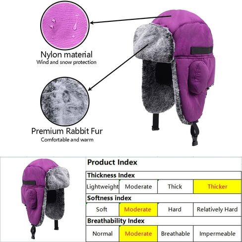 Men Winter Bomber Wool Ear Flap Russian Hat Women Warm Fleece Waterproof Trapper Ushanka Cap Outdoor Ski Hunting Teen in Saudi Arabia