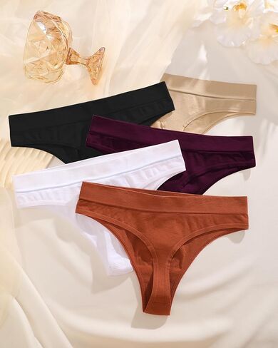 ROSYCORAL High Waisted Thong for Women Panties Breathable Sporty Tangas Seamless No Show Underwear Pack S-XL in Saudi Arabia