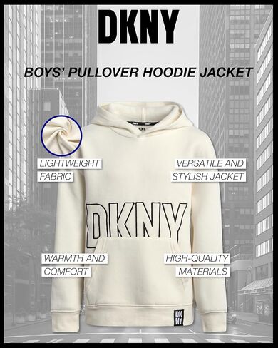 DKNY Boys Hoodie Jacket - Cozy Long Sleeve Pullover Hoodies for Boys - Classic Style Boys' Fashion Hoodies & Sweatshirts 8-20 in Saudi Arabia