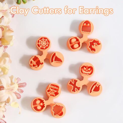 Puocaon Halloween Polymer Clay Cutters - قواطع طين الهالوين السعيدة للأقراط، قواطع طين البوليمر الساحرة للمجوهرات، قواطع أقراط طين البوليمر اليقطين الشرير، قواطع طين شبح مخيف in Saudi Arabia