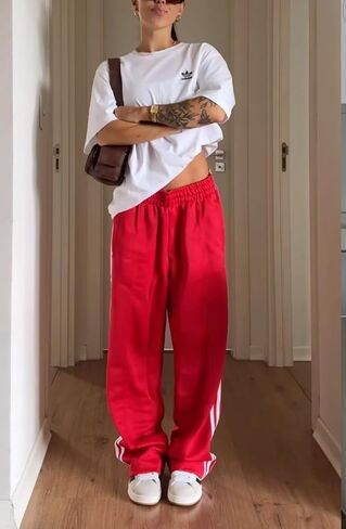 KMBANGI المرأة مخطط السراويل الترنك مرونة الخصر مستقيم الساق Sweatpants ركض واسعة الساق الجانب المشارب السراويل مع جيوب in Saudi Arabia