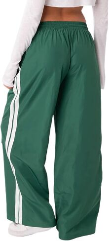 KMBANGI المرأة مخطط السراويل الترنك مرونة الخصر مستقيم الساق Sweatpants ركض واسعة الساق الجانب المشارب السراويل مع جيوب in Saudi Arabia