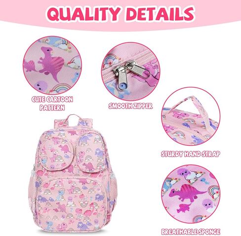 Toddler Backpack for Girls 4+, Lightweight 14" Kids Bookbags with Chest Buckle for Preschool,Travel,Kindergarten,Elementary, Durable & Water-Resistant Fabric,Pink in Saudi Arabia