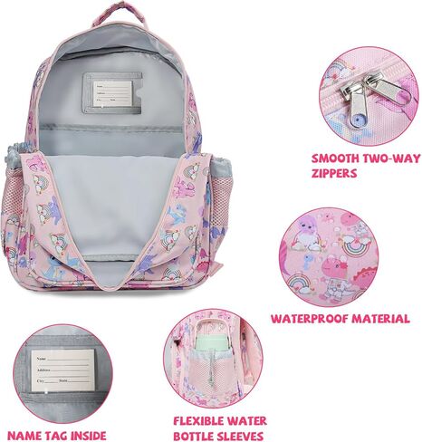 Toddler Backpack for Girls 4+, Lightweight 14" Kids Bookbags with Chest Buckle for Preschool,Travel,Kindergarten,Elementary, Durable & Water-Resistant Fabric,Pink in Saudi Arabia
