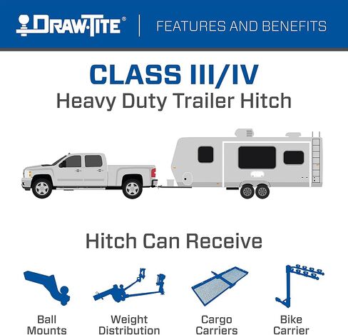 وصلة مقطورة Draw-Tite 76509 فئة 3، جهاز استقبال مربع 2 بوصة، متوافق مع 2022-2024 Hyundai Tucson، 2023-2024 KIA Sportage in Kuwait