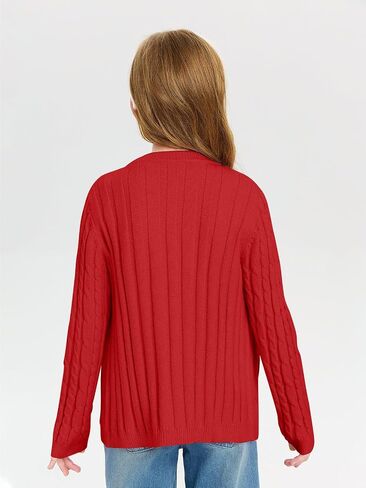 Haloumoning Girls Cable Knit Cardigan Kids Button Down Long Sleeve Knit Sweater Clothes 5-14 Years in Saudi Arabia