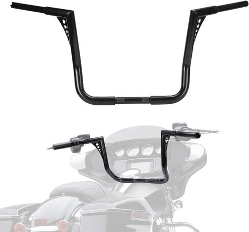 KEMIMOTO 12 بوصة Rise Ape Hangers Rise Ape Z Hangers المقود متوافق مع Electra Glide Street Glide Ultra Limited 1-1/4 بوصة in Saudi Arabia