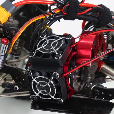 REDSPIDER RC Motor Fan Twin rc Fan，40mm rc Fan Side Installation Design， for 1/8 1/7 Scale RC Cars 4074 4268 4282 Motor,Diameter Size of Brushless Motor is 40-42mm (Red) in Saudi Arabia