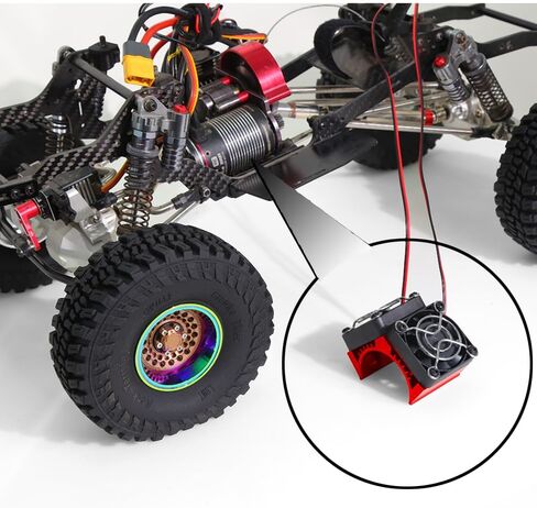 REDSPIDER RC Motor Fan Twin rc Fan，40mm rc Fan Side Installation Design， for 1/8 1/7 Scale RC Cars 4074 4268 4282 Motor,Diameter Size of Brushless Motor is 40-42mm (Red) in Saudi Arabia