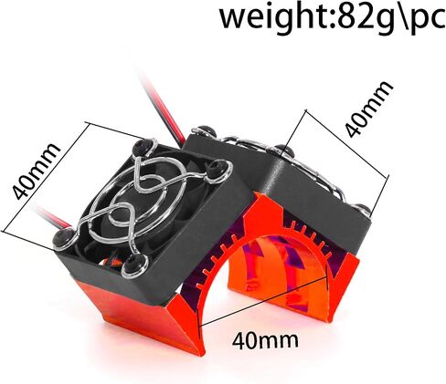 REDSPIDER RC Motor Fan Twin rc Fan，40mm rc Fan Side Installation Design， for 1/8 1/7 Scale RC Cars 4074 4268 4282 Motor,Diameter Size of Brushless Motor is 40-42mm (Red) in Saudi Arabia