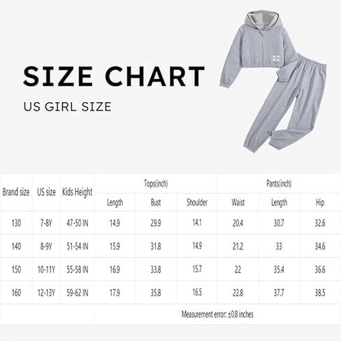 Girls Zip Up Hoodie Drop Shoulder Crop Sweatshirt and Elastic Waist Sweatpant Legging Pants Fall Sweatsuit Tracksuits in Saudi Arabia