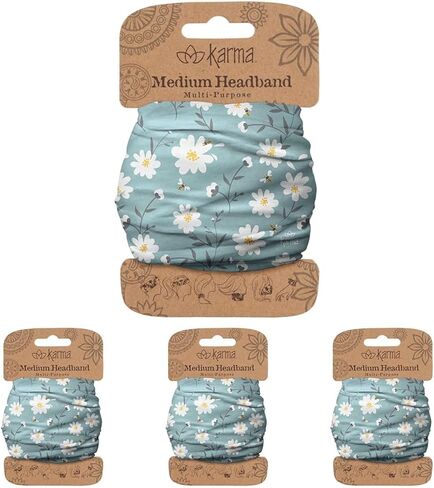 Karma Al Fresco Floral Headband for Women - Medium - Fabric Headband and Stretchy Hair Scarf - Light Tan/Blue in Kuwait