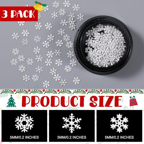 Knitgrip 300 Pcs Mini Metal Snowflake for Craft 0.2 Inch Small Christmas Embellishment Tiny Snowflake Ornaments Little Snowflake Craft Pieces for DIY Winter Party Decor(White) in Kuwait