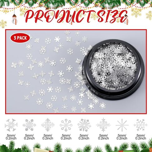 Knitgrip 300 Pcs Mini Metal Snowflake for Craft 0.2 Inch Small Christmas Embellishment Tiny Snowflake Ornaments Little Snowflake Craft Pieces for DIY Winter Party Decor(White) in Kuwait