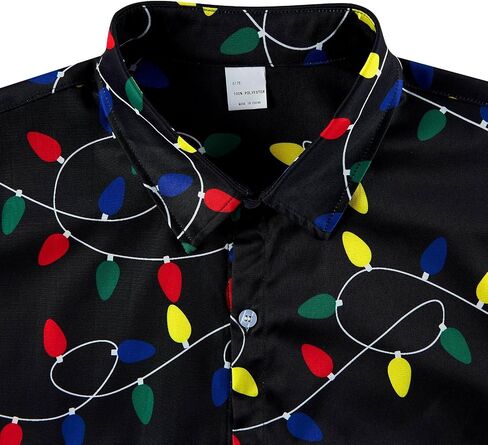 Mens Christmas Shirts Long Sleeve Clothes Button Up Casual Outfits Male Winter Festival Shirts in Saudi Arabia