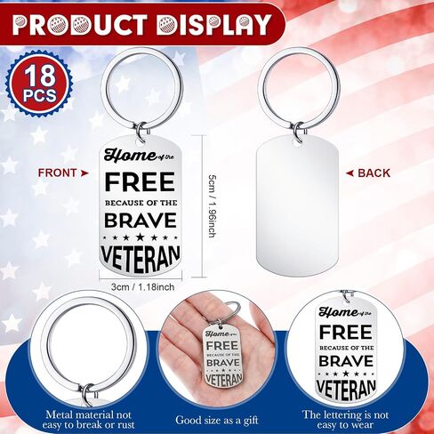 Quelay 18 Pack Veterans Day Thank You Keychains Military Appreciation Retirement Keychain Gifts Inspirational Veterans Gifts Military Dog Tags for Veterans Day Thanksgiving Day Christmas in Saudi Arabia