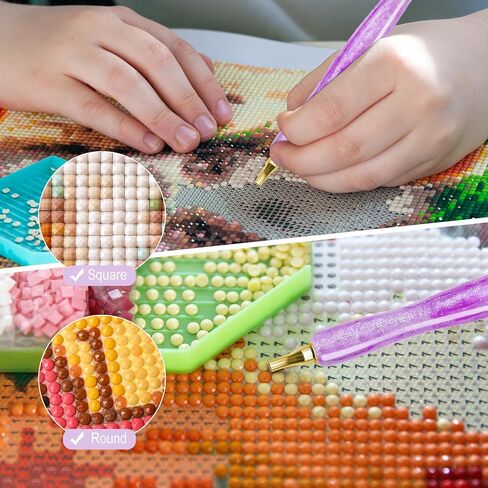 مجموعة أدوات رسم فنية ماسية مكونة من 22 قطعة - مجموعة أدوات قلم تنقيط معدنية ذات أطراف معدنية ملولبة من الراتنج الجوهري (قلم أرجواني + 12 طرف + 9 طين منقط) in Saudi Arabia