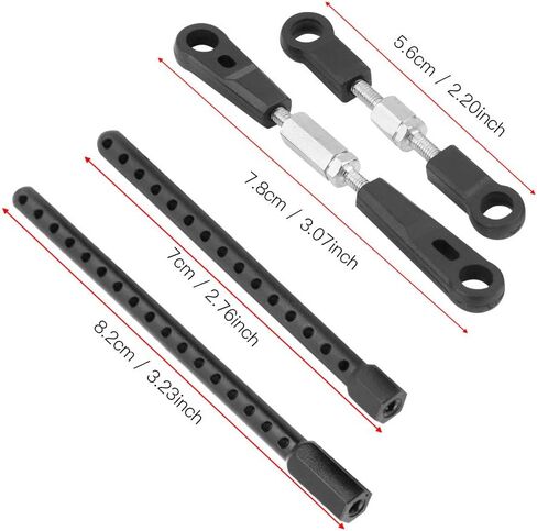 4pcs Machined Metal Front Rear Servo Link Steering Linkage Rod Turnbuckles for Hsp 94123 Rc Car Upgraded Parts, Metal Steering Rod Solid RC Accessory (Black) in Saudi Arabia