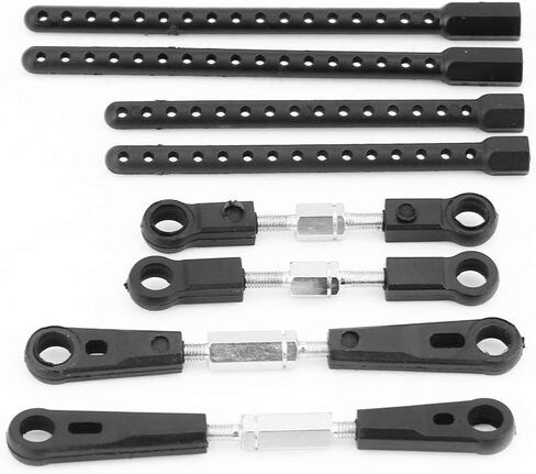 4pcs Machined Metal Front Rear Servo Link Steering Linkage Rod Turnbuckles for Hsp 94123 Rc Car Upgraded Parts, Metal Steering Rod Solid RC Accessory (Black) in Saudi Arabia