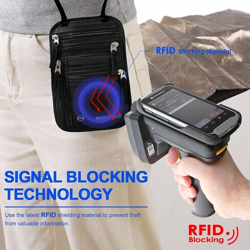 محفظة الرقبة، حامل جواز السفر RFID للسفر، حقيبة مقاومة للماء ورفيعة مع حزام رقبة قابل للتعديل للرجال والنساء لتأمين النقود وبطاقات الائتمان، 8 بوصة × 8.5 بوصة in Saudi Arabia