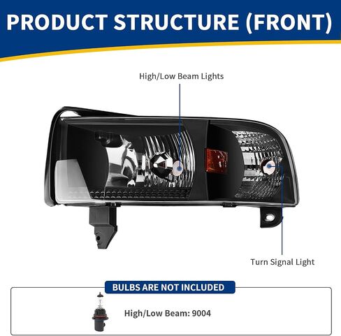 AUTOSAVER88 Headlight Assembly Compatible with 1994-2001 Dodge Ram 1500/1994-2002 Dodge Ram 2500 3500 (without DRL) in Saudi Arabia
