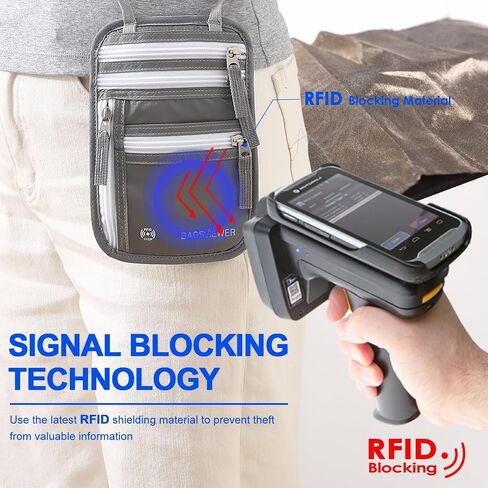 محفظة الرقبة، حامل جواز السفر RFID للسفر، حقيبة مقاومة للماء ورفيعة مع حزام رقبة قابل للتعديل للرجال والنساء لتأمين النقود وبطاقات الائتمان، 8 بوصة × 8.5 بوصة in Saudi Arabia