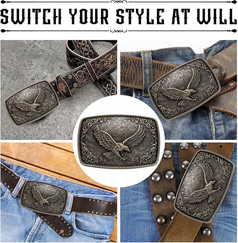 Belt Buckles for men women - Western Cowboy Belt Buckle American Flag and Eagle Belt Buckle in Kuwait