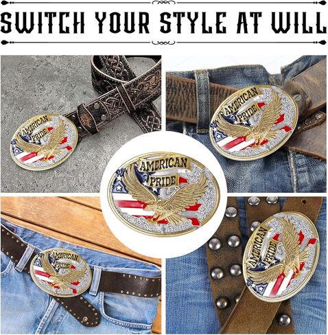 Belt Buckles for men women - Western Cowboy Belt Buckle American Flag and Eagle Belt Buckle in Kuwait