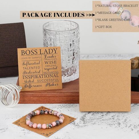 Boss/Boss Lady/Pastor Wife Appreciation Gifts for Women Natural Stone Beaded Bracelet Gifts for Her Christmas Birthday Present in Kuwait