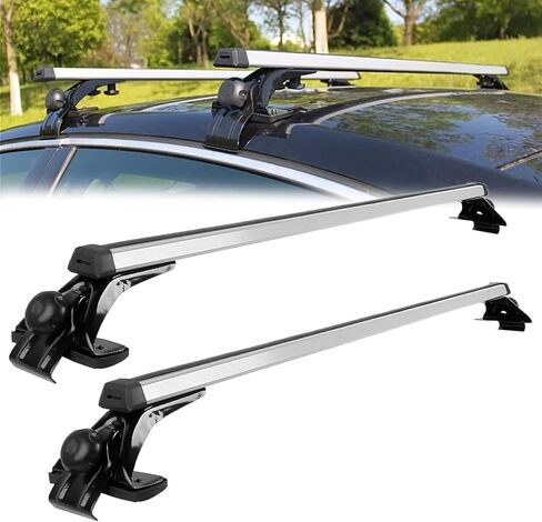Universal 48" Car Top Roof Rack Cross Bar Luggage Cargo Carrier w/3 Kinds Clamps, Silver Aluminum, 165 lb Loading Capacity in Saudi Arabia